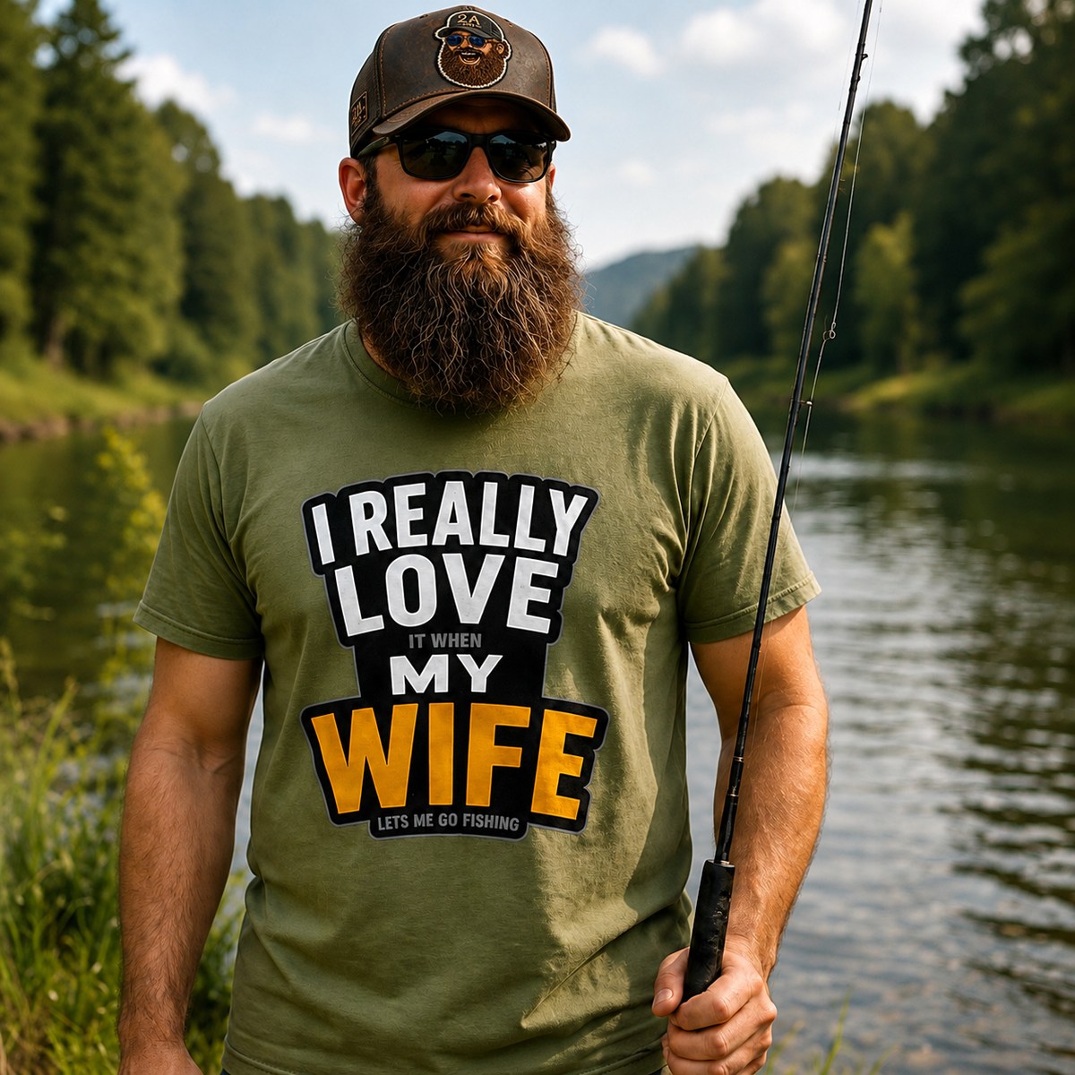 My Wife Lets Me Go Fishing T-Shirt, Funny Husband Fishing Tee