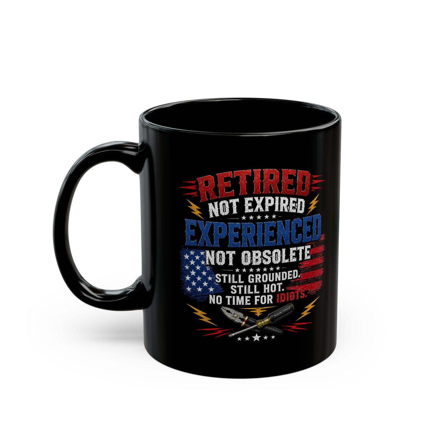 Retired Electrician Mug, Patriotic Eagle and American Flag Coffee Cup