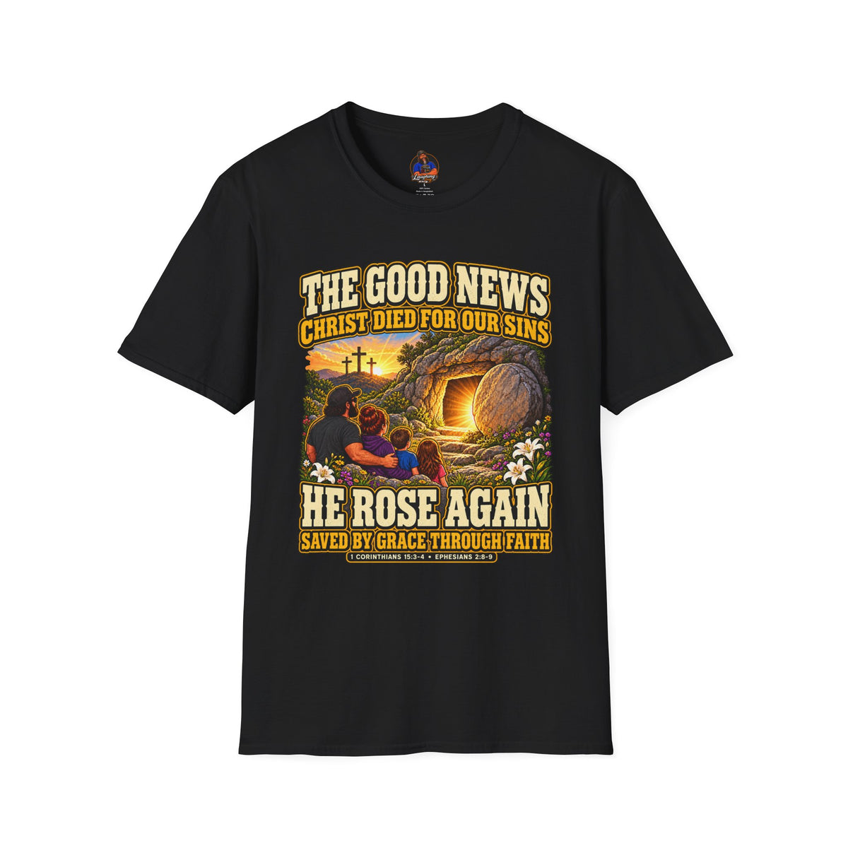 Gospel Message T-Shirt | Empty Tomb & Saved by Grace Christian Tee