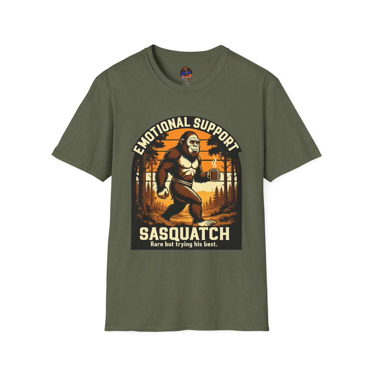 Emotional Support Sasquatch T-Shirt | Sasquatch Coffee Forest Graphic
