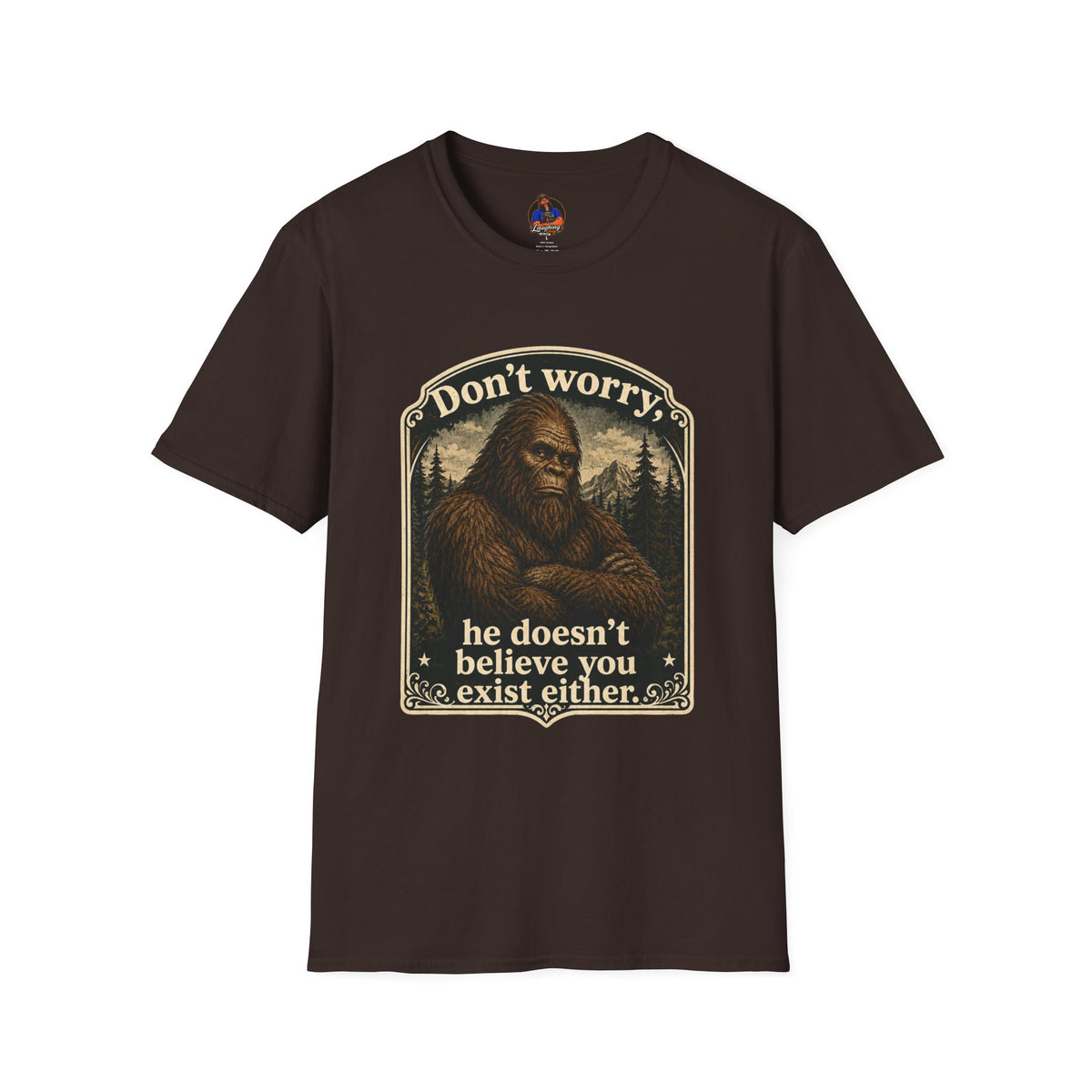 Skeptical Sasquatch T-Shirt, Funny Bigfoot Camping Graphic Tee
