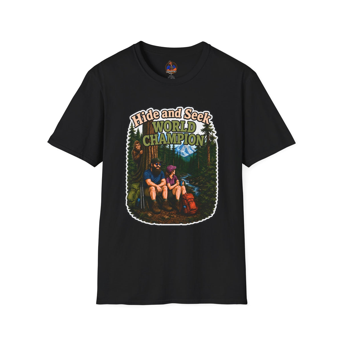Hide and Seek World Champion Bigfoot T-Shirt, Funny Sasquatch Hiking Tee