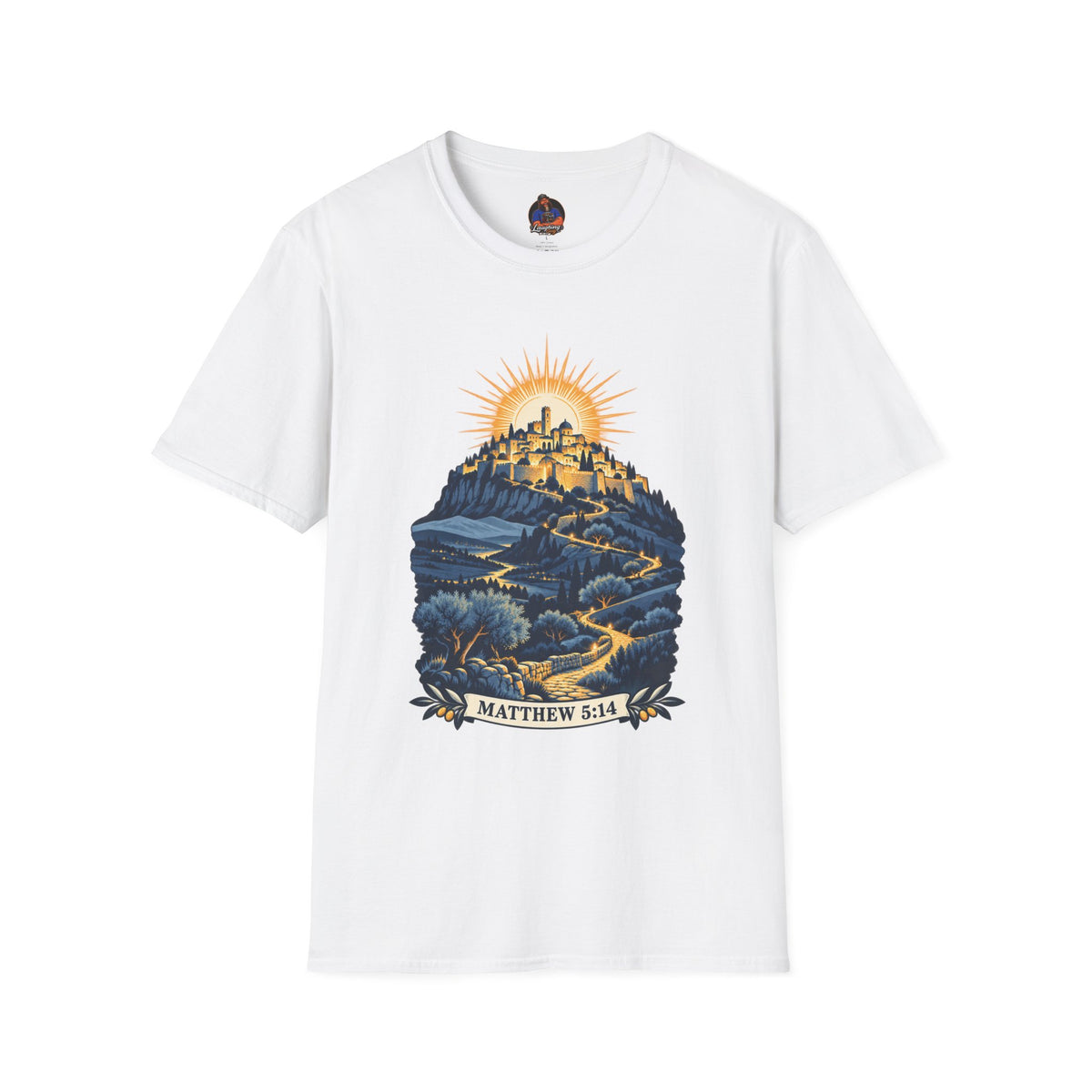 Matthew 5:14 Christian Shirt | City on a Hill Graphic Tee | Light of the World Scripture T Shirt | Inspirational Faith Gift for Adults