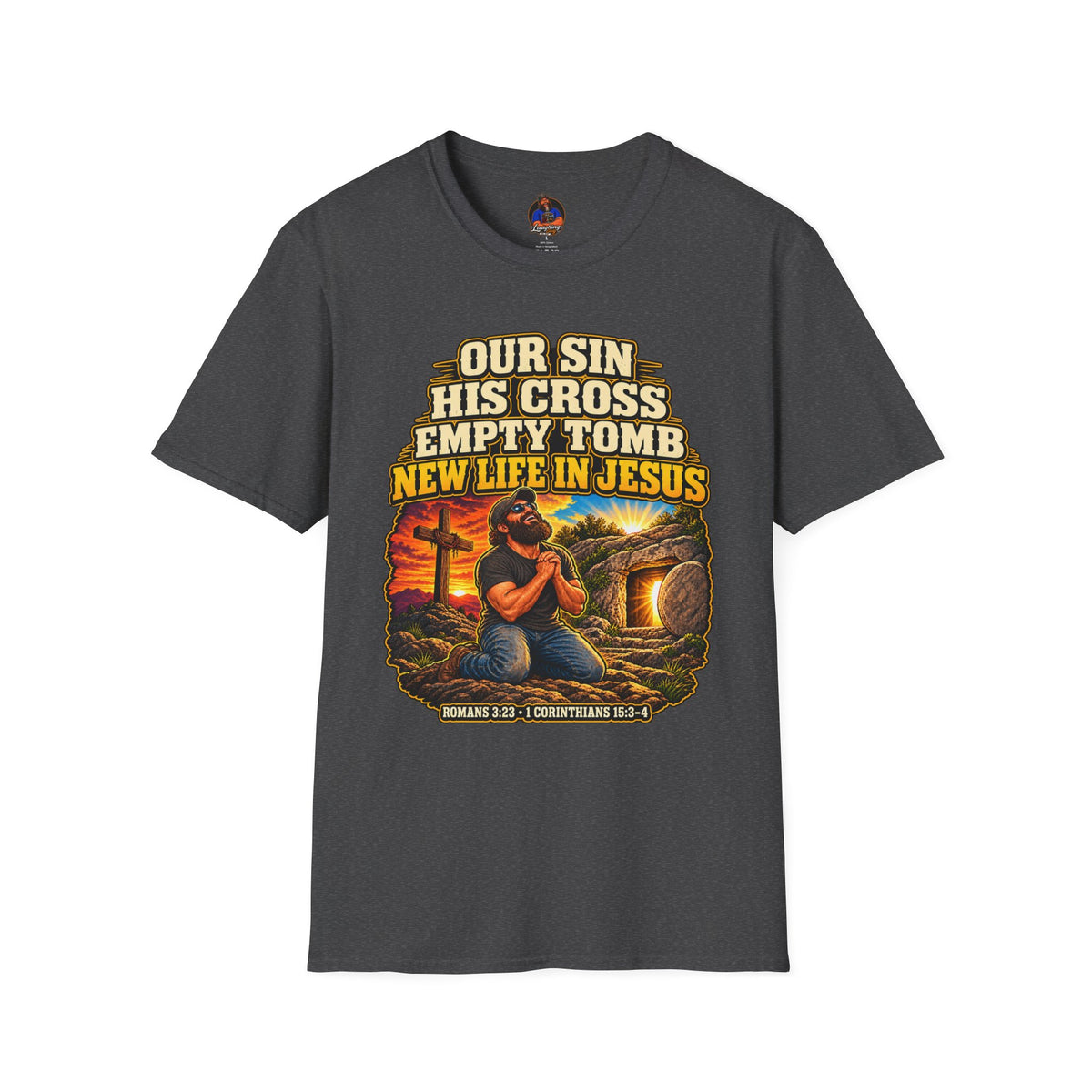 Our Sin His Cross T-Shirt | Empty Tomb Christian Gospel Tee