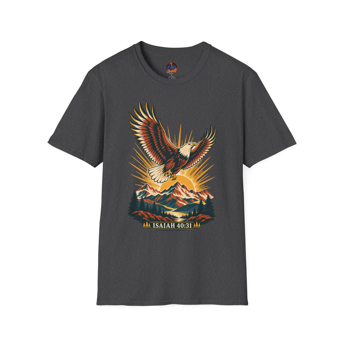 Isaiah 40:31 Eagle Shirt | Christian Mountain Graphic Tee | Renewed Strength Scripture T Shirt | Inspirational Faith Gift for Men and Women