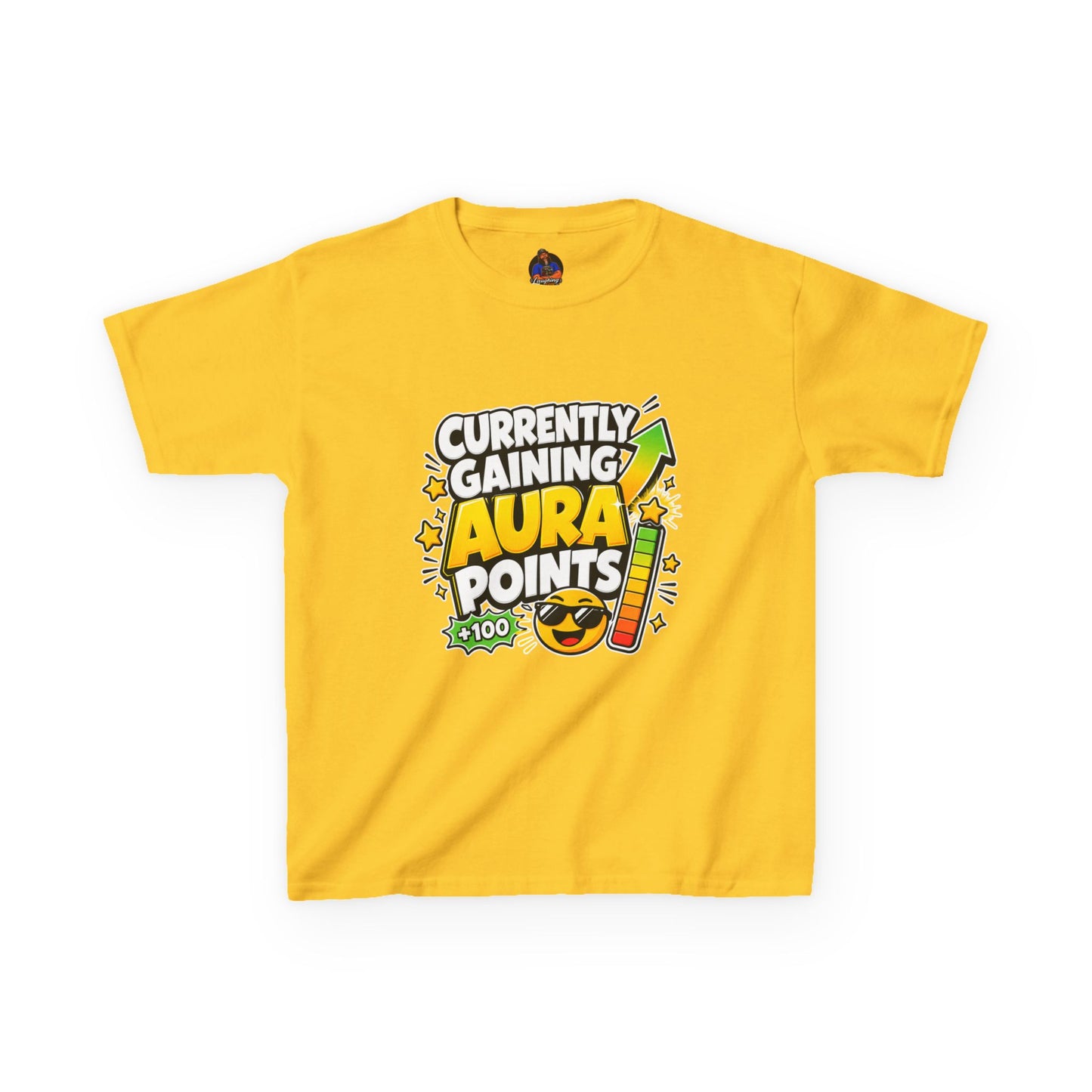 Currently Gaining Aura Points Kids T-Shirt, Funny Gamer Back-to-School Tee