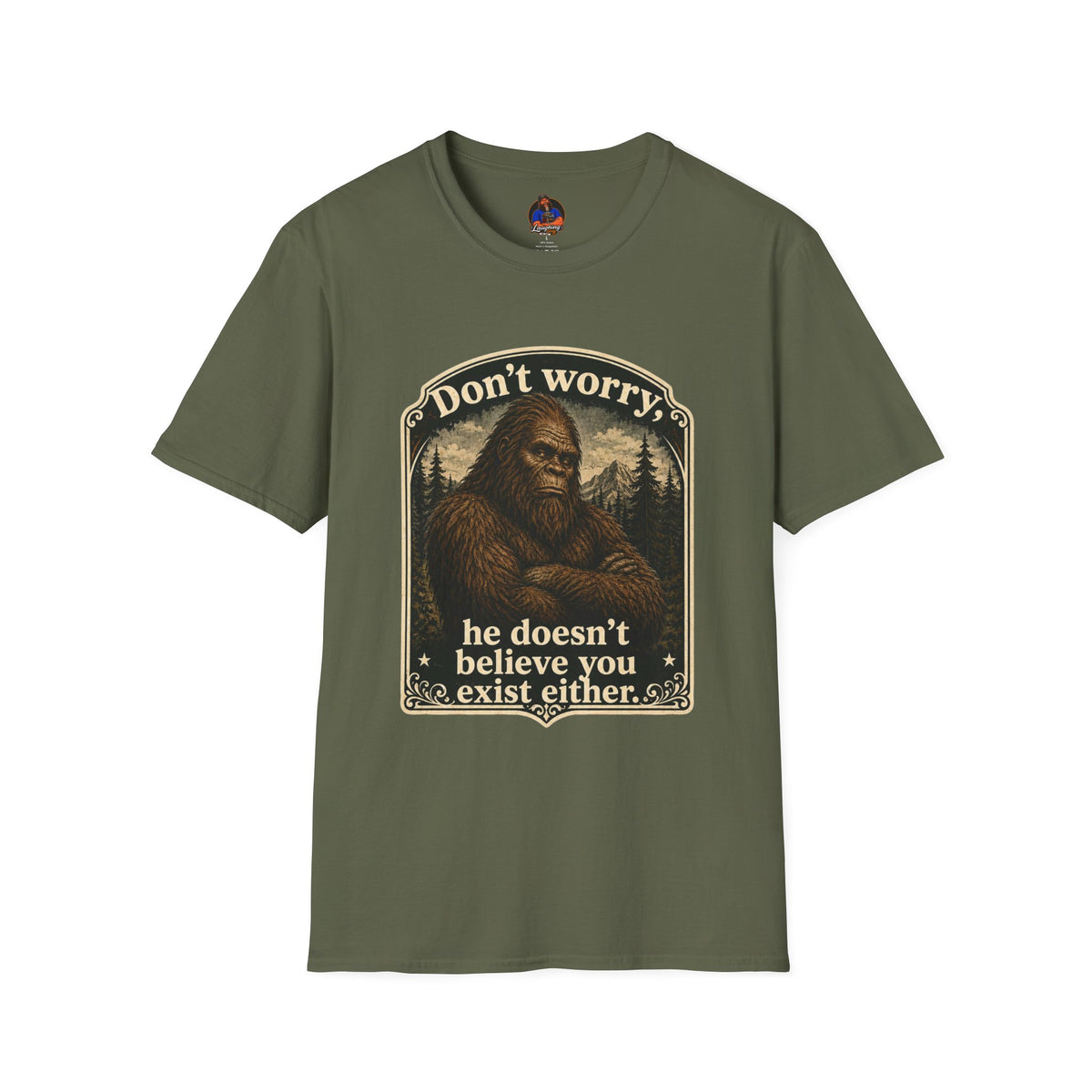 Skeptical Sasquatch T-Shirt, Funny Bigfoot Camping Graphic Tee