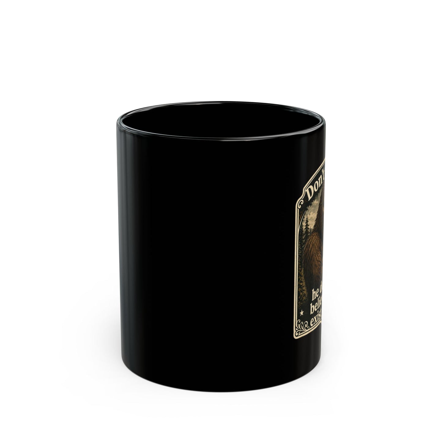 Bigfoot Black Coffee Mug, Funny Sasquatch Cryptid Gift