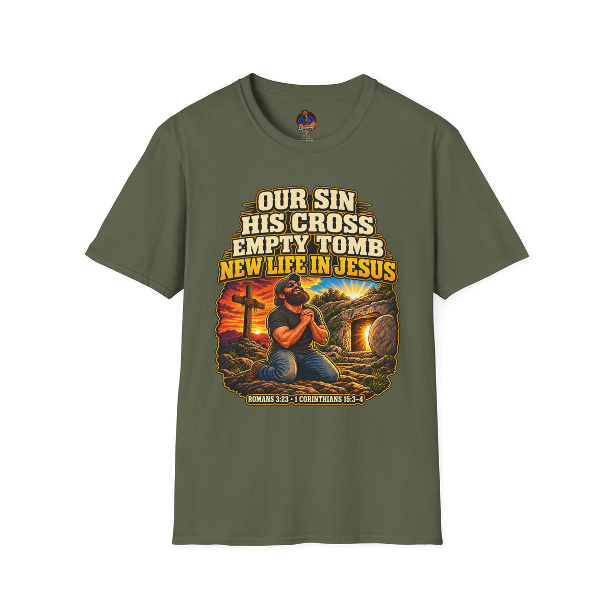 Our Sin His Cross T-Shirt | Empty Tomb Christian Gospel Tee