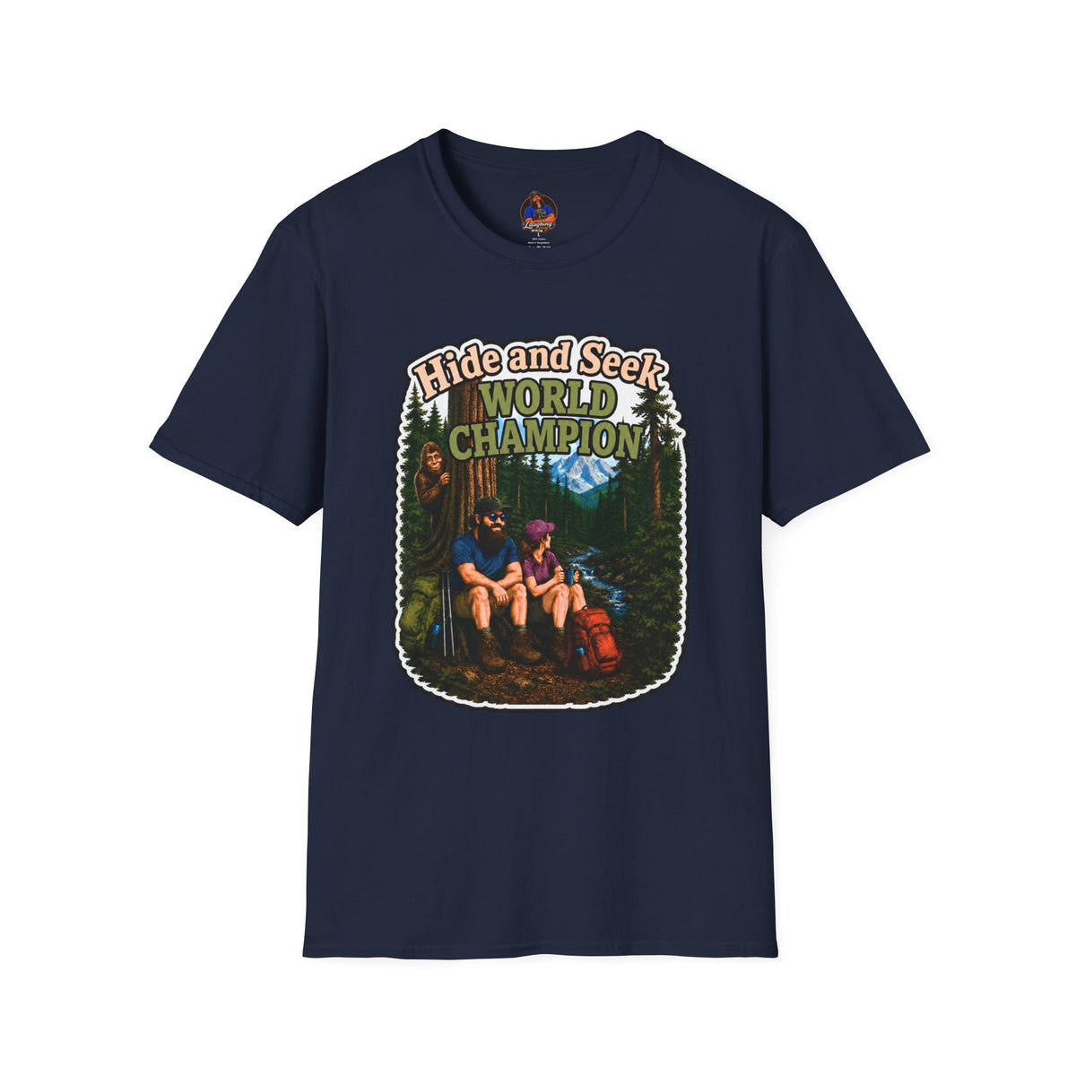 Hide and Seek World Champion Bigfoot T-Shirt, Funny Sasquatch Hiking Tee