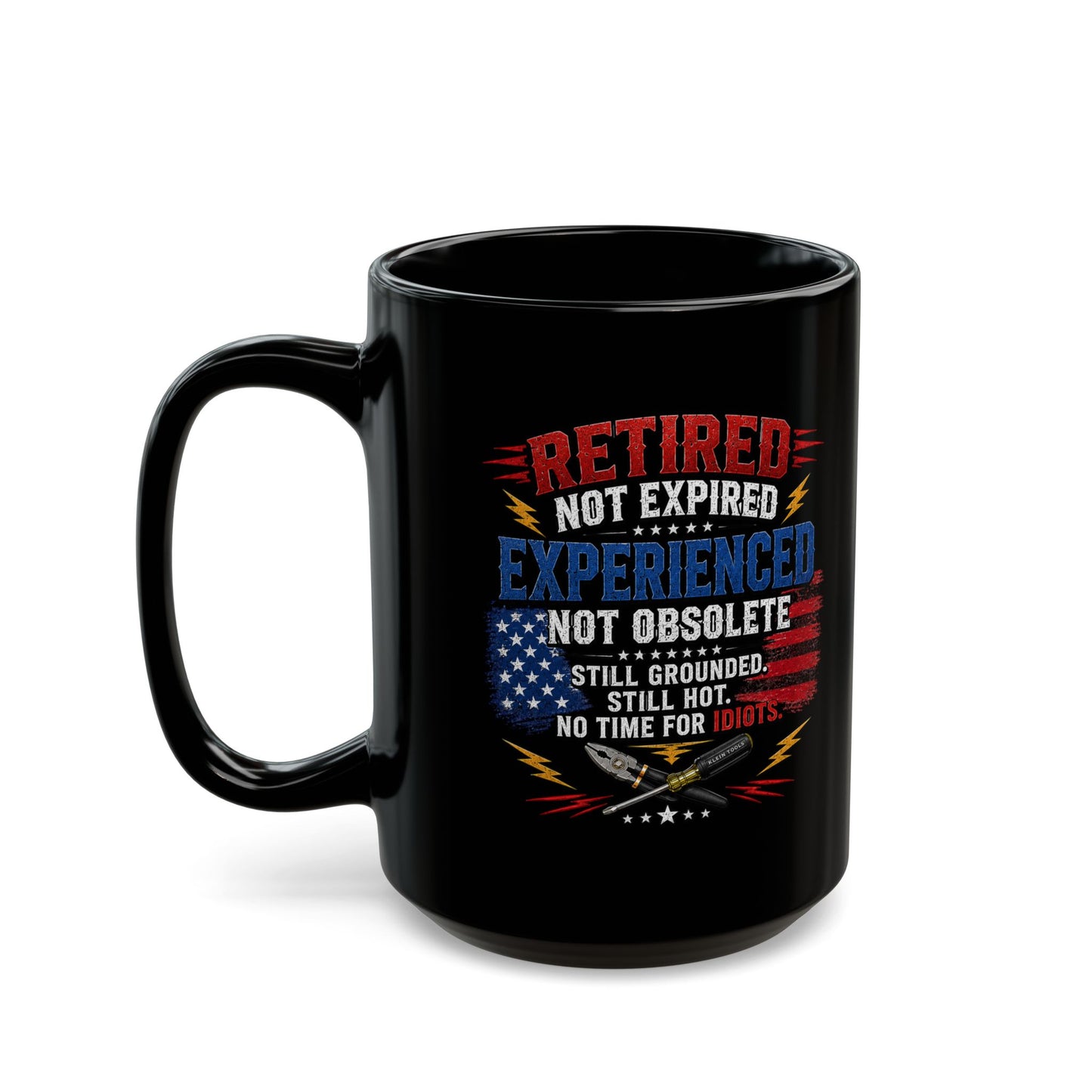 Retired Electrician Mug, Patriotic Eagle and American Flag Coffee Cup