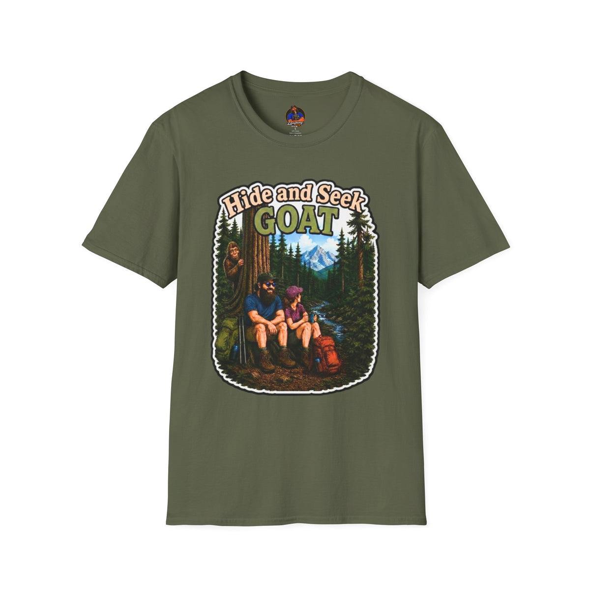 Hide and Seek GOAT Bigfoot T-Shirt, Funny Sasquatch Camping Tee
