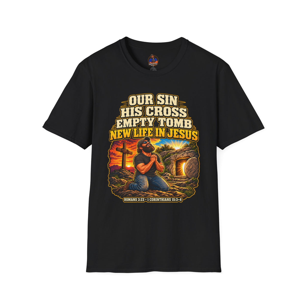 Our Sin His Cross T-Shirt | Empty Tomb Christian Gospel Tee