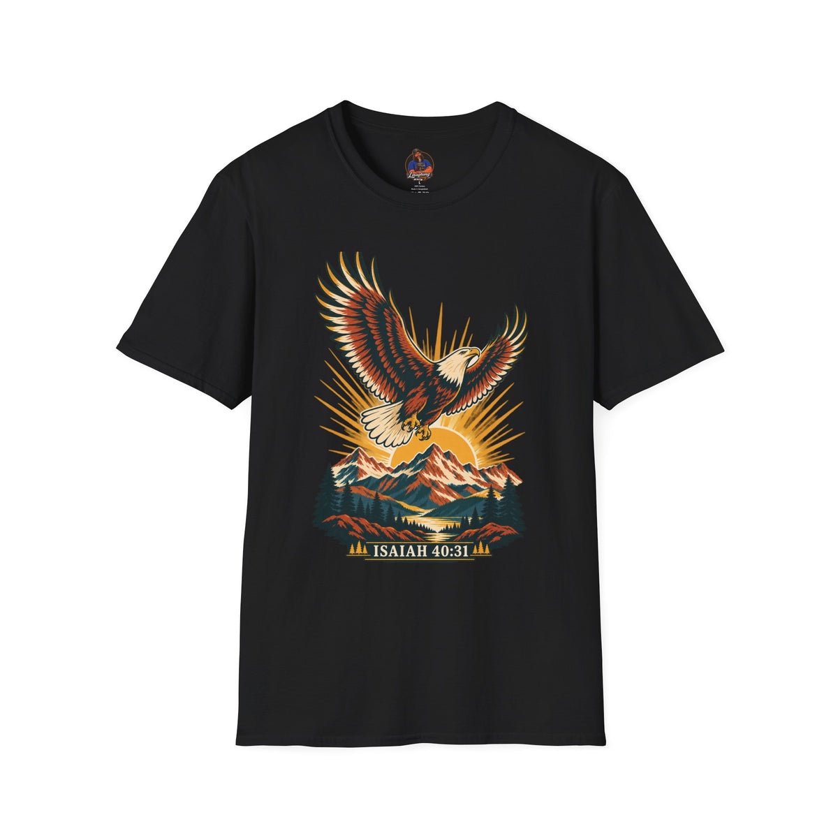 Isaiah 40:31 Eagle Shirt | Christian Mountain Graphic Tee | Renewed Strength Scripture T Shirt | Inspirational Faith Gift for Men and Women