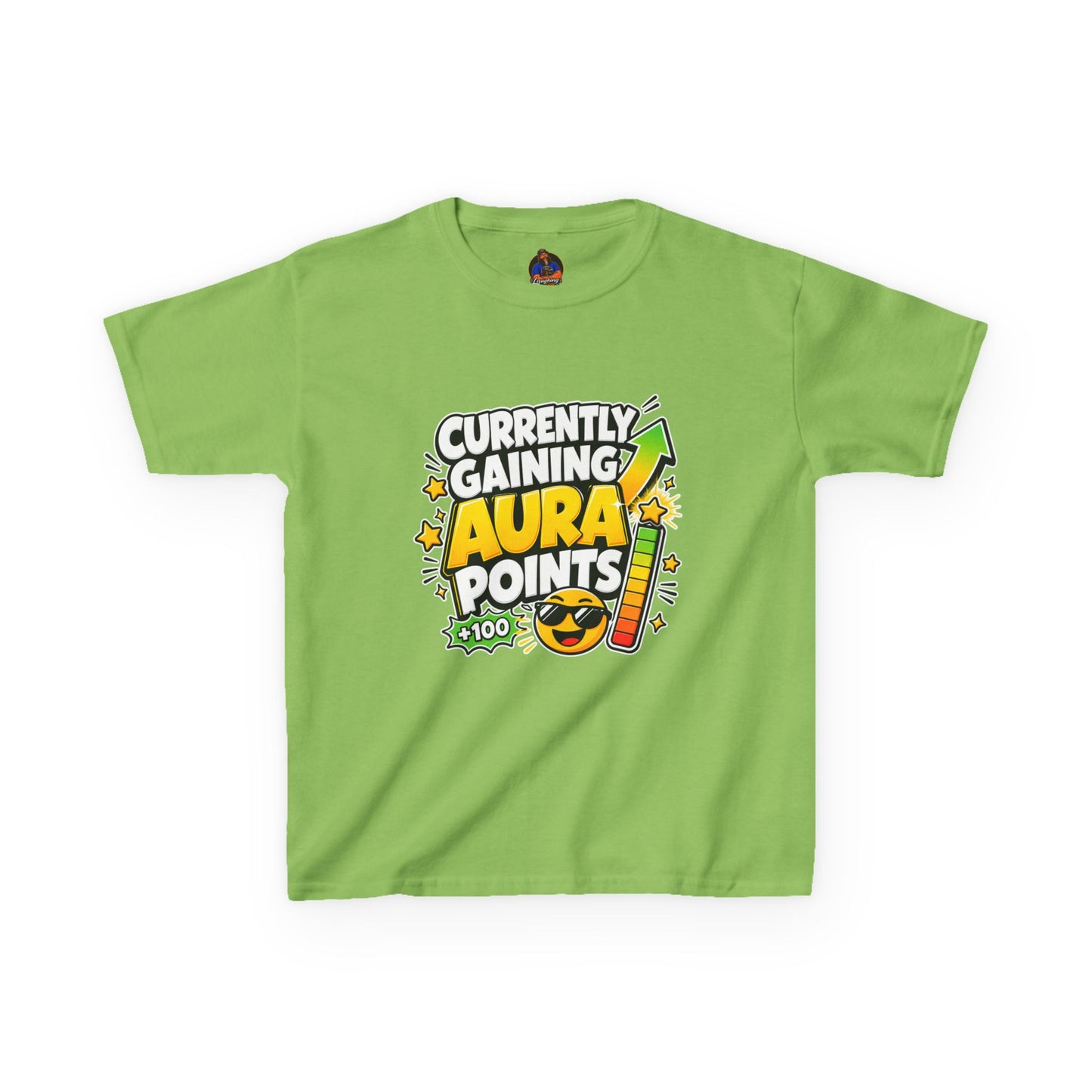 Currently Gaining Aura Points Kids T-Shirt, Funny Gamer Back-to-School Tee