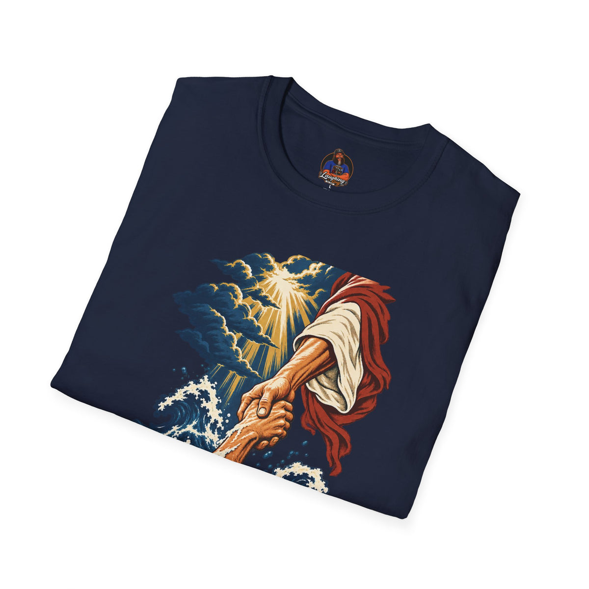 Matthew 14:30-31 Christian Shirt | Jesus Rescues Peter Wave Graphic Tee | Inspirational Scripture T Shirt | Faith Gift for Men and Women