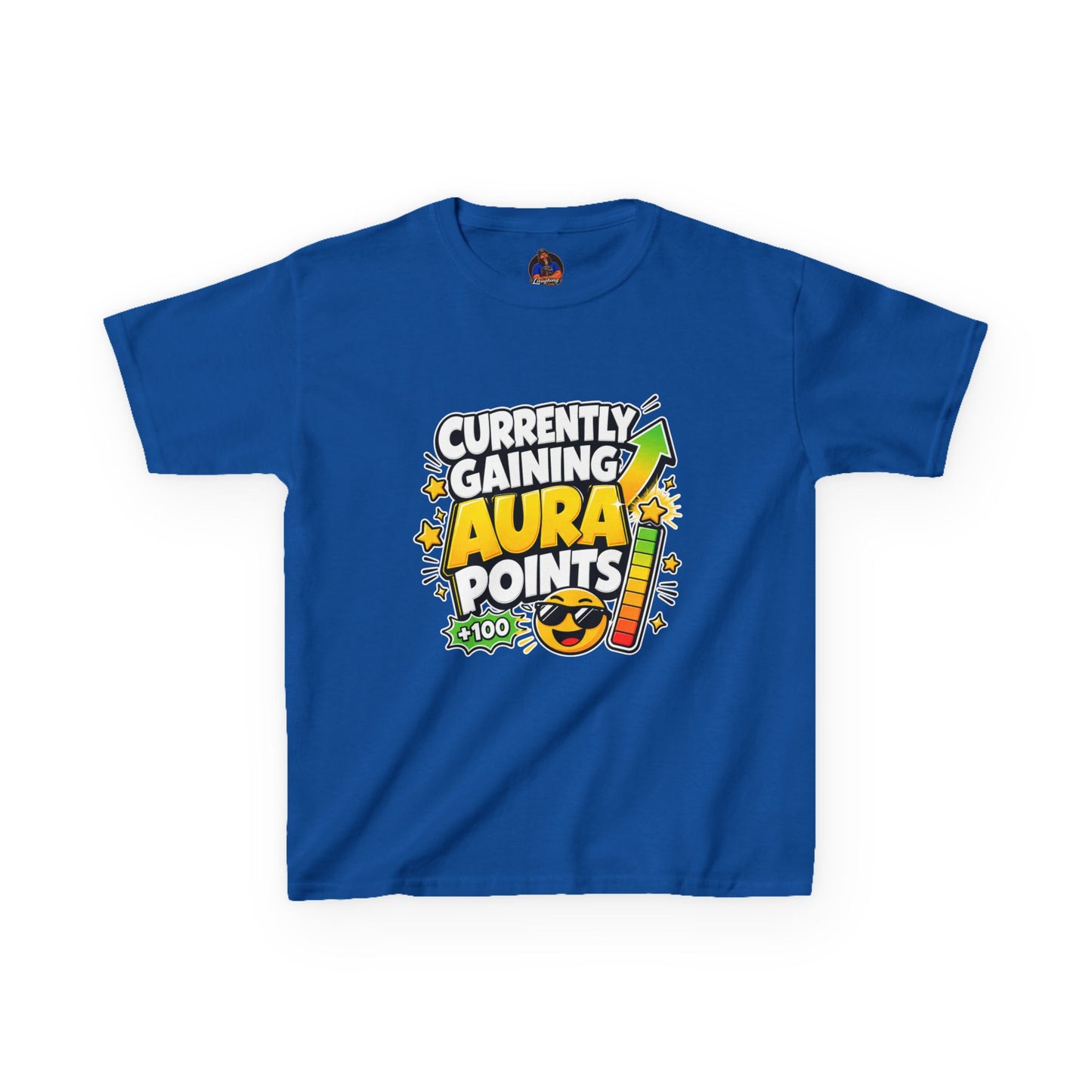Currently Gaining Aura Points Kids T-Shirt, Funny Gamer Back-to-School Tee