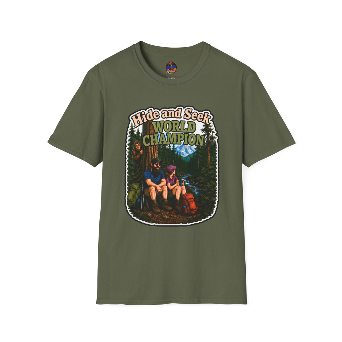 Hide and Seek World Champion Bigfoot T-Shirt, Funny Sasquatch Hiking Tee