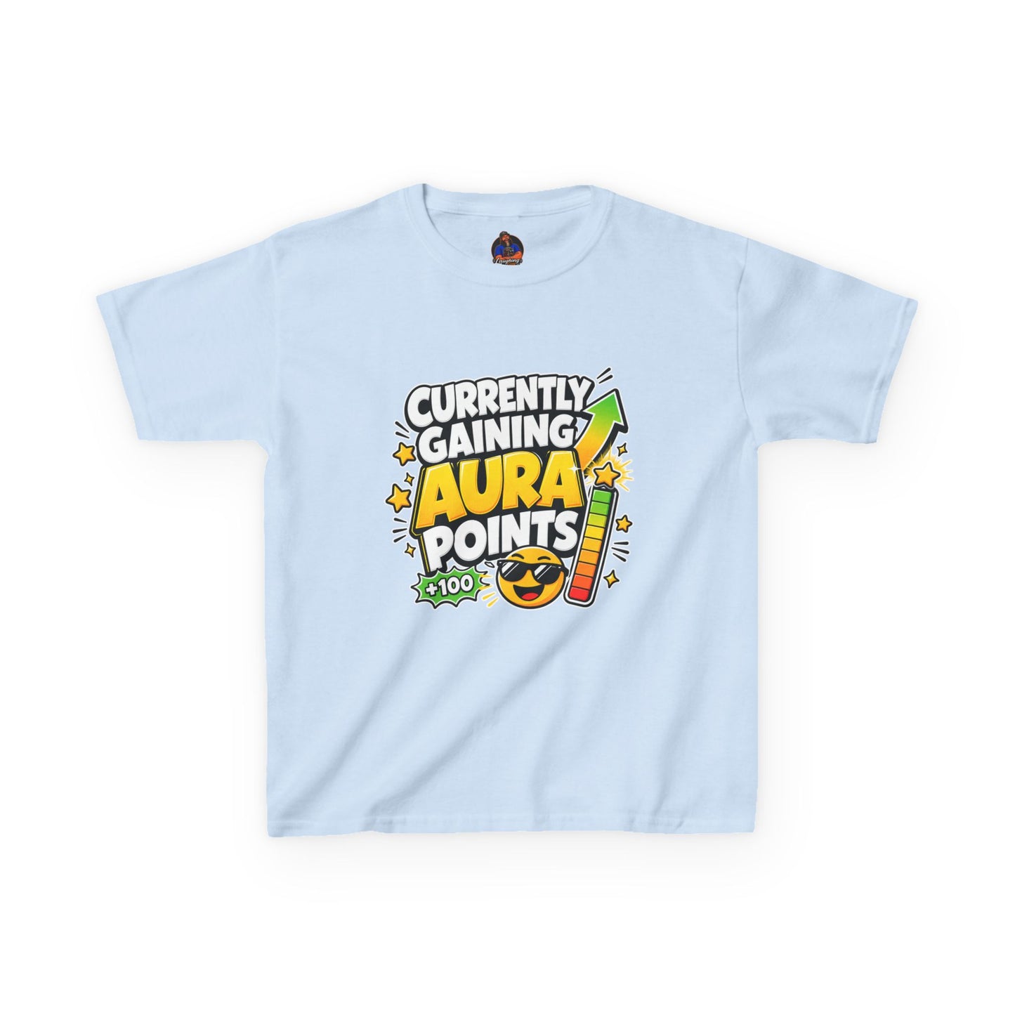 Currently Gaining Aura Points Kids T-Shirt, Funny Gamer Back-to-School Tee