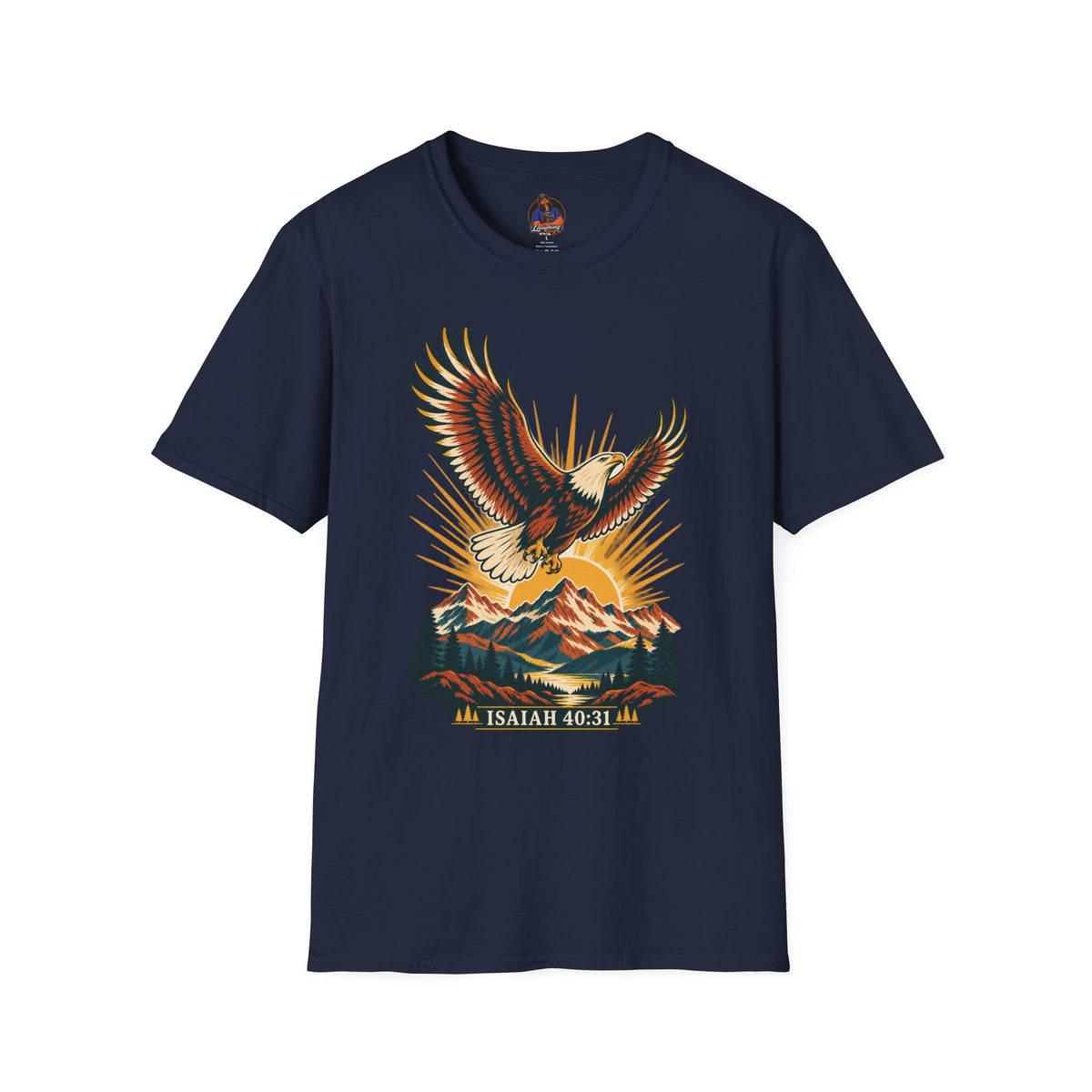 Isaiah 40:31 Eagle Shirt | Christian Mountain Graphic Tee | Renewed Strength Scripture T Shirt | Inspirational Faith Gift for Men and Women