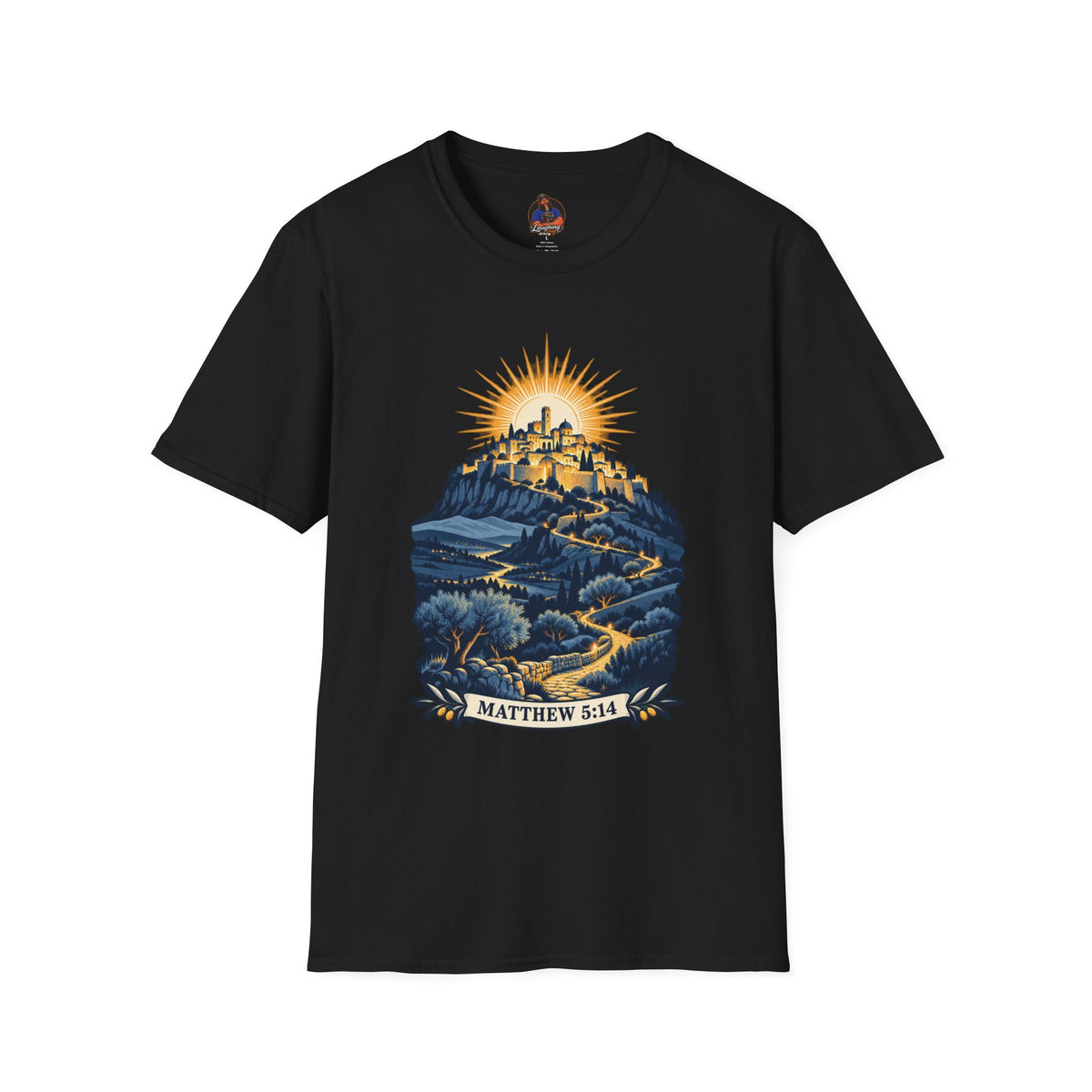 Matthew 5:14 Christian Shirt | City on a Hill Graphic Tee | Light of the World Scripture T Shirt | Inspirational Faith Gift for Adults