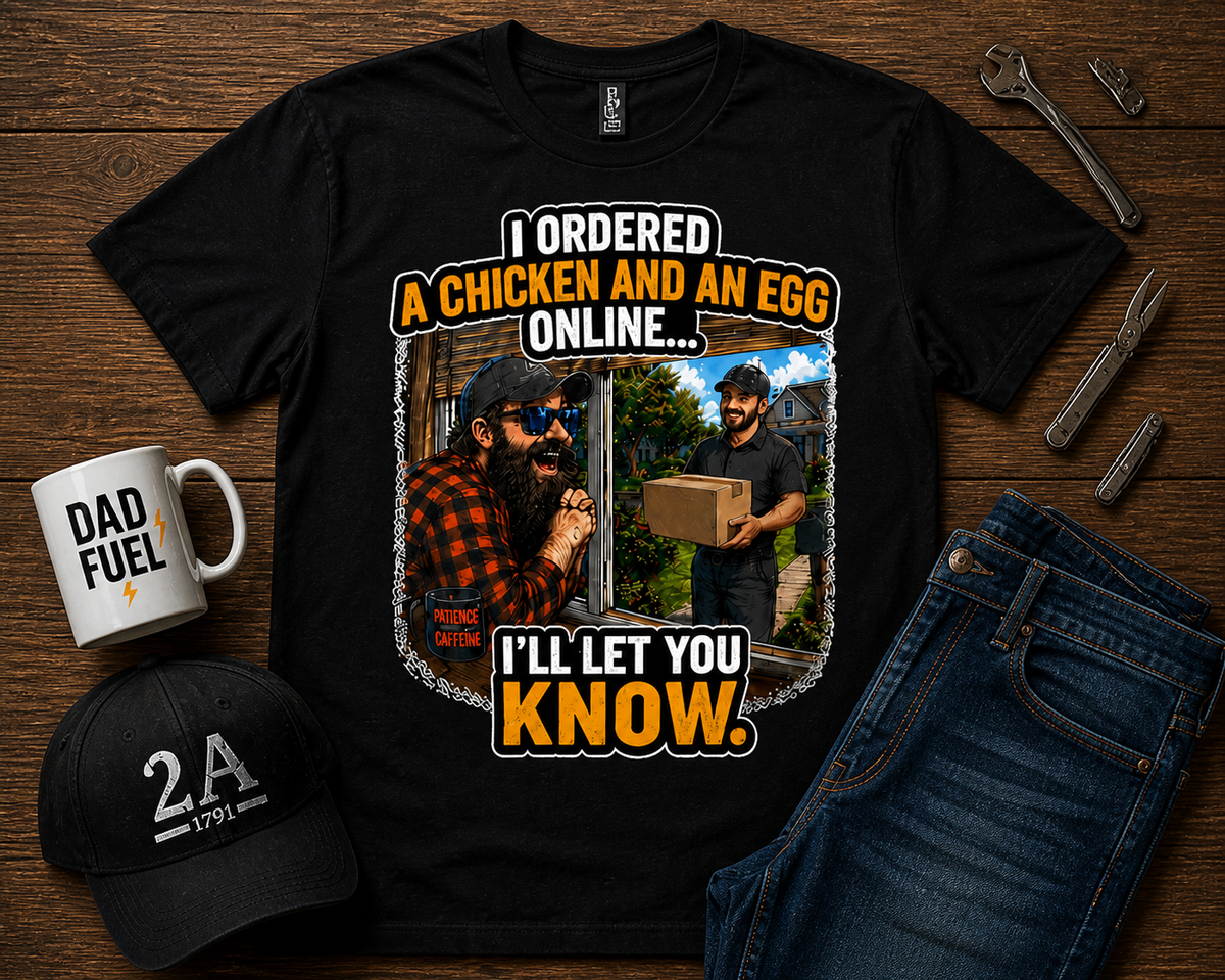 Chicken and Egg Online T-Shirt, Funny Dad Joke Graphic Tee