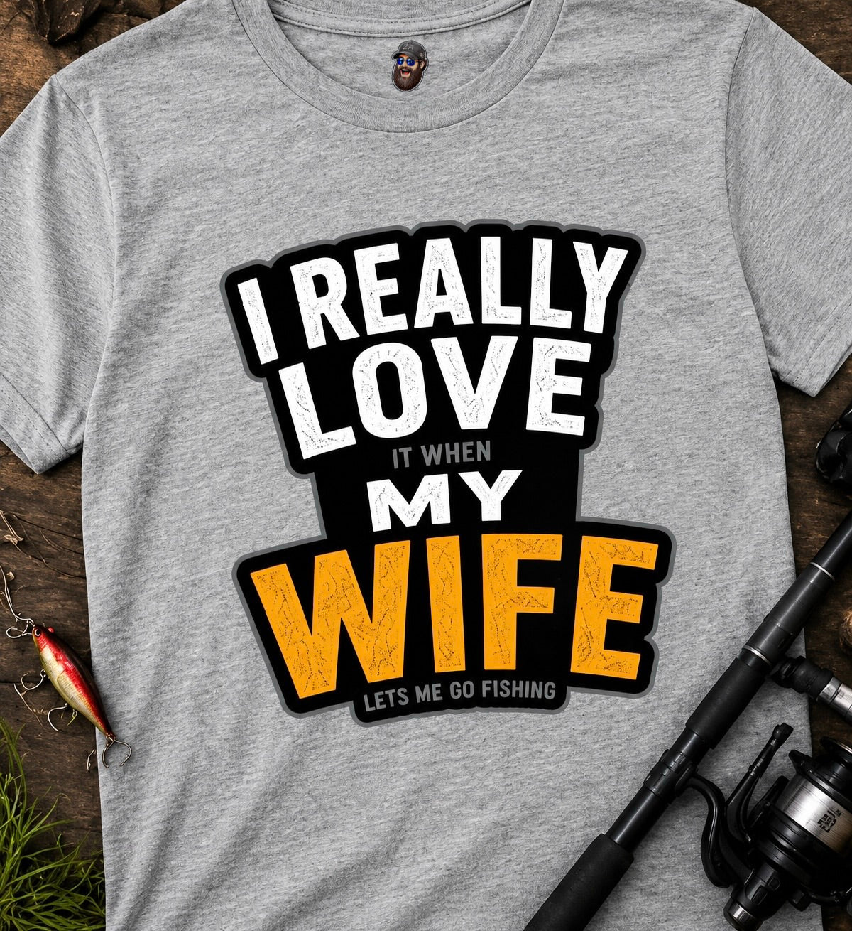 My Wife Lets Me Go Fishing T-Shirt, Funny Husband Fishing Tee