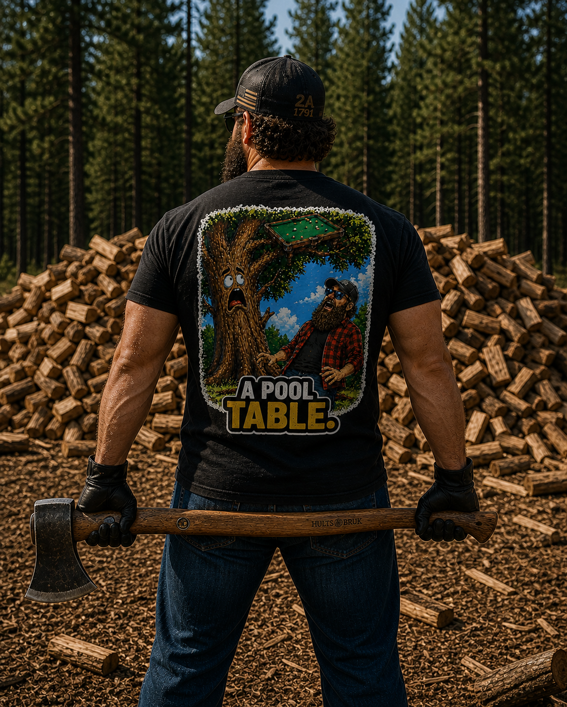 Pool Table Tree Riddle T-Shirt, Funny Dad Joke Front and Back Tee