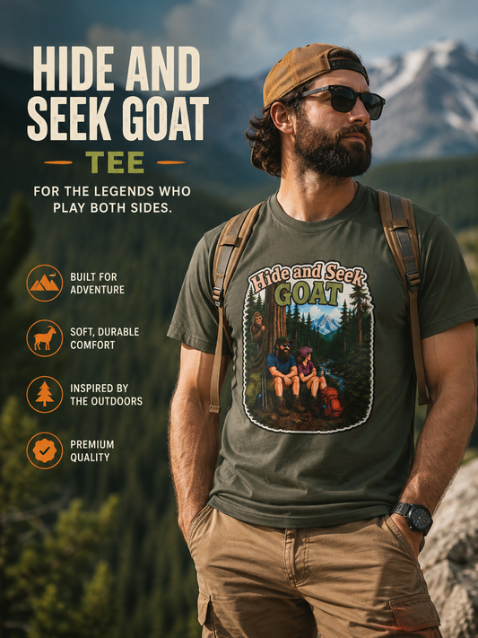 Hide and Seek GOAT Bigfoot T-Shirt, Funny Sasquatch Camping Tee
