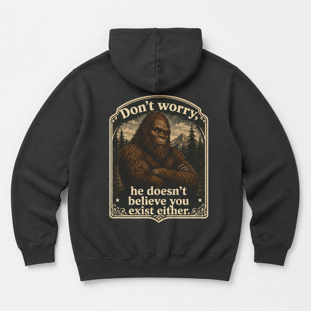 You don't believe? Hoodie | Sasquatch he doesn't believe you exist either, Bigfoot graphic
