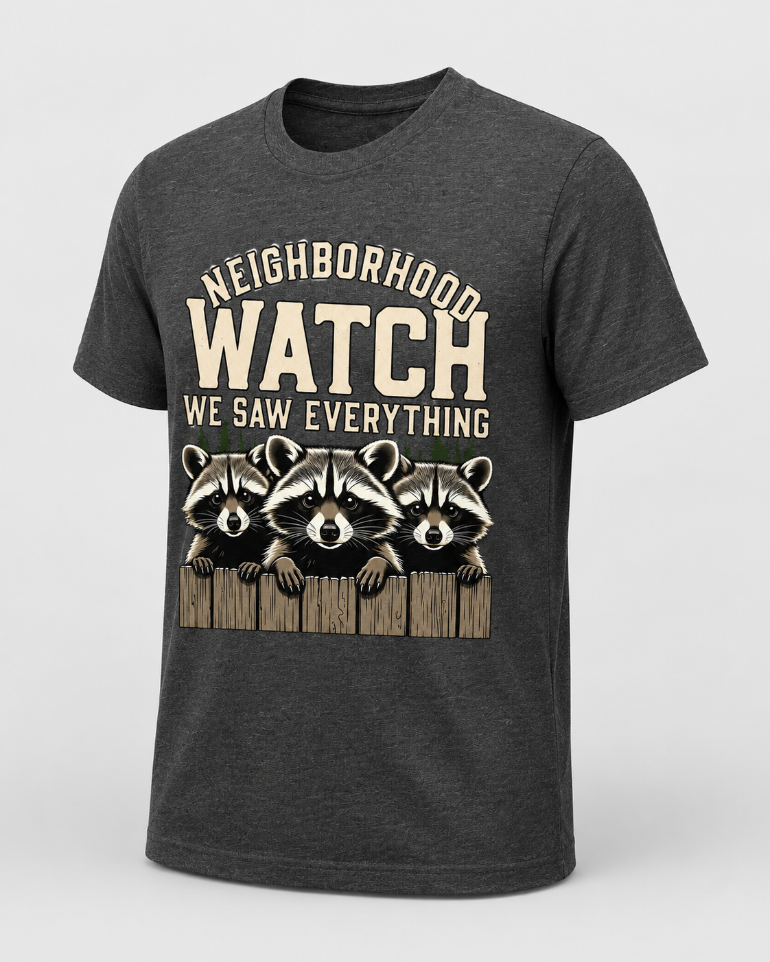 Neighborhood Watch Raccoon T-Shirt, Funny Wildlife Camping Tee