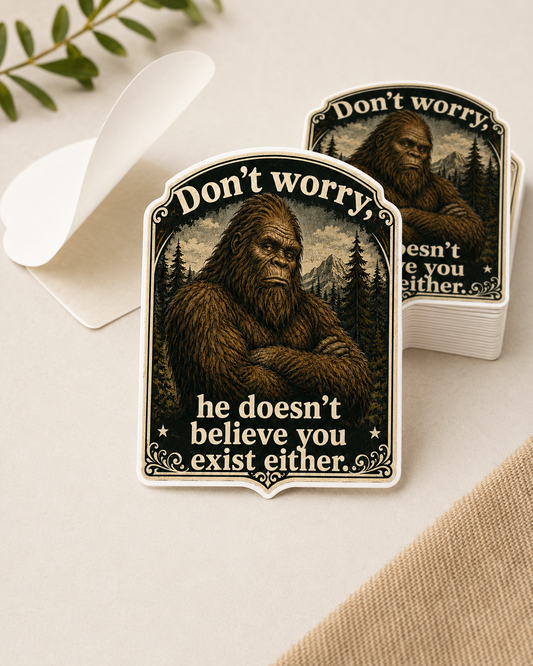 Bigfoot Vinyl Sticker, Funny Sasquatch Cryptid Decal