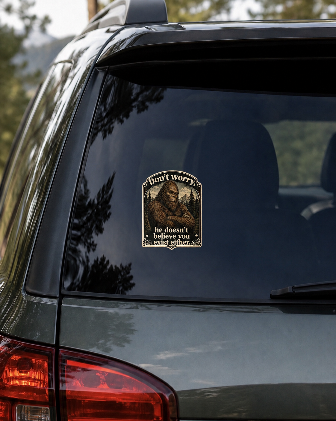 Bigfoot Vinyl Sticker, Funny Sasquatch Cryptid Decal