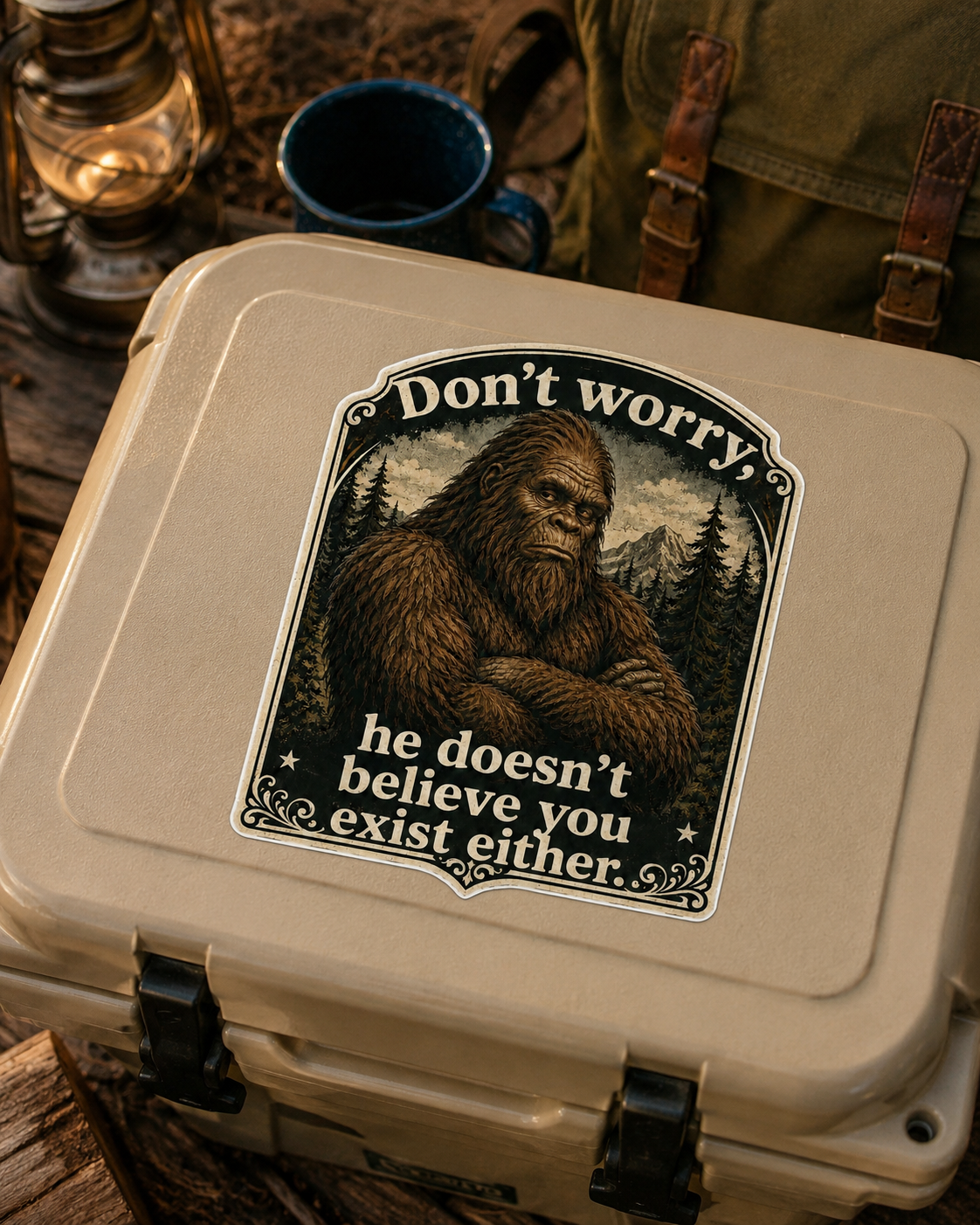 Bigfoot Vinyl Sticker, Funny Sasquatch Cryptid Decal