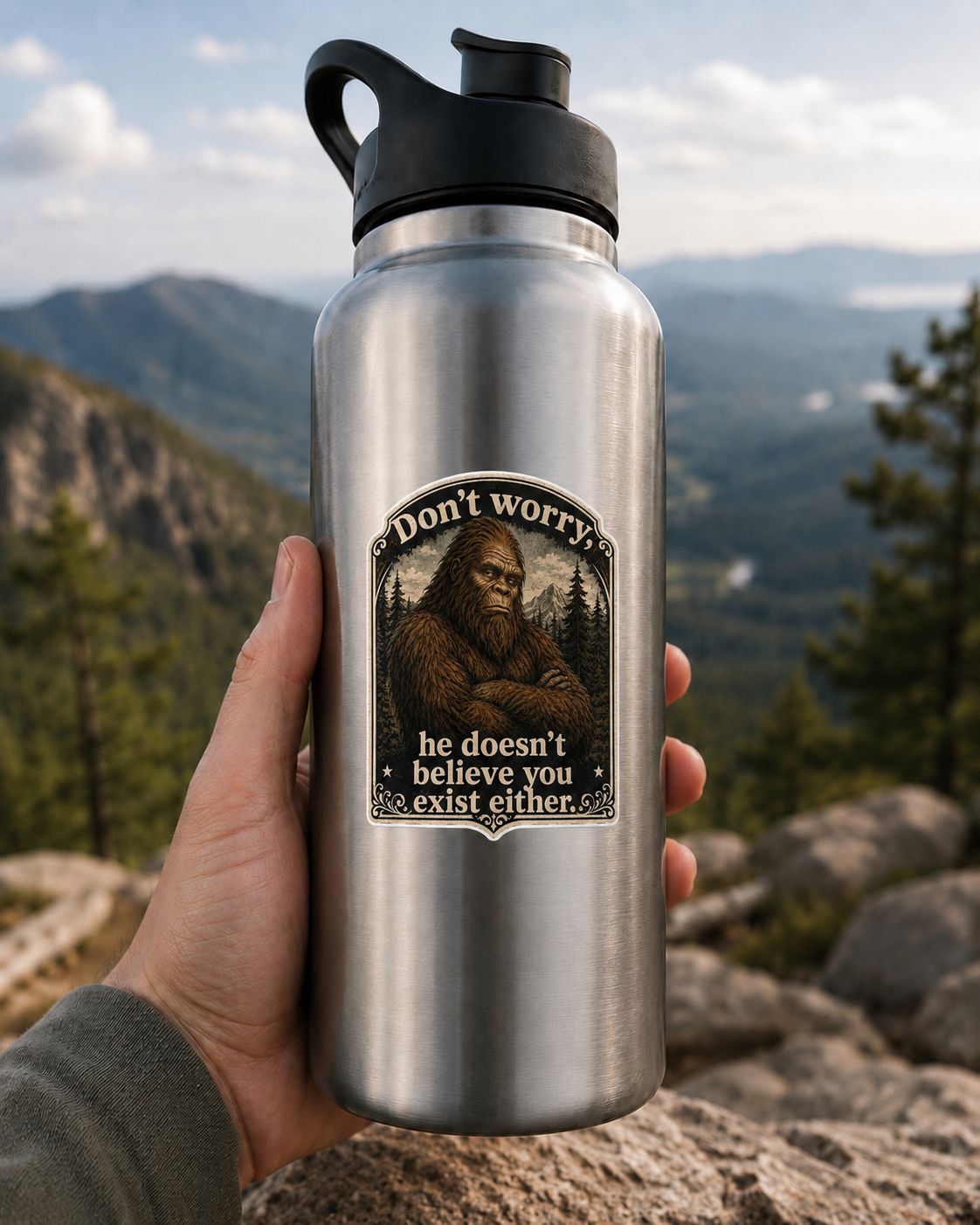 Bigfoot Vinyl Sticker, Funny Sasquatch Cryptid Decal