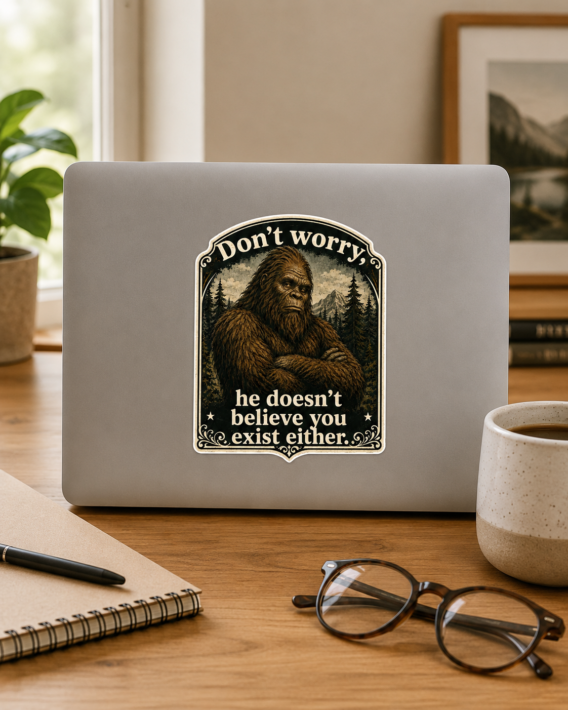 Bigfoot Vinyl Sticker, Funny Sasquatch Cryptid Decal