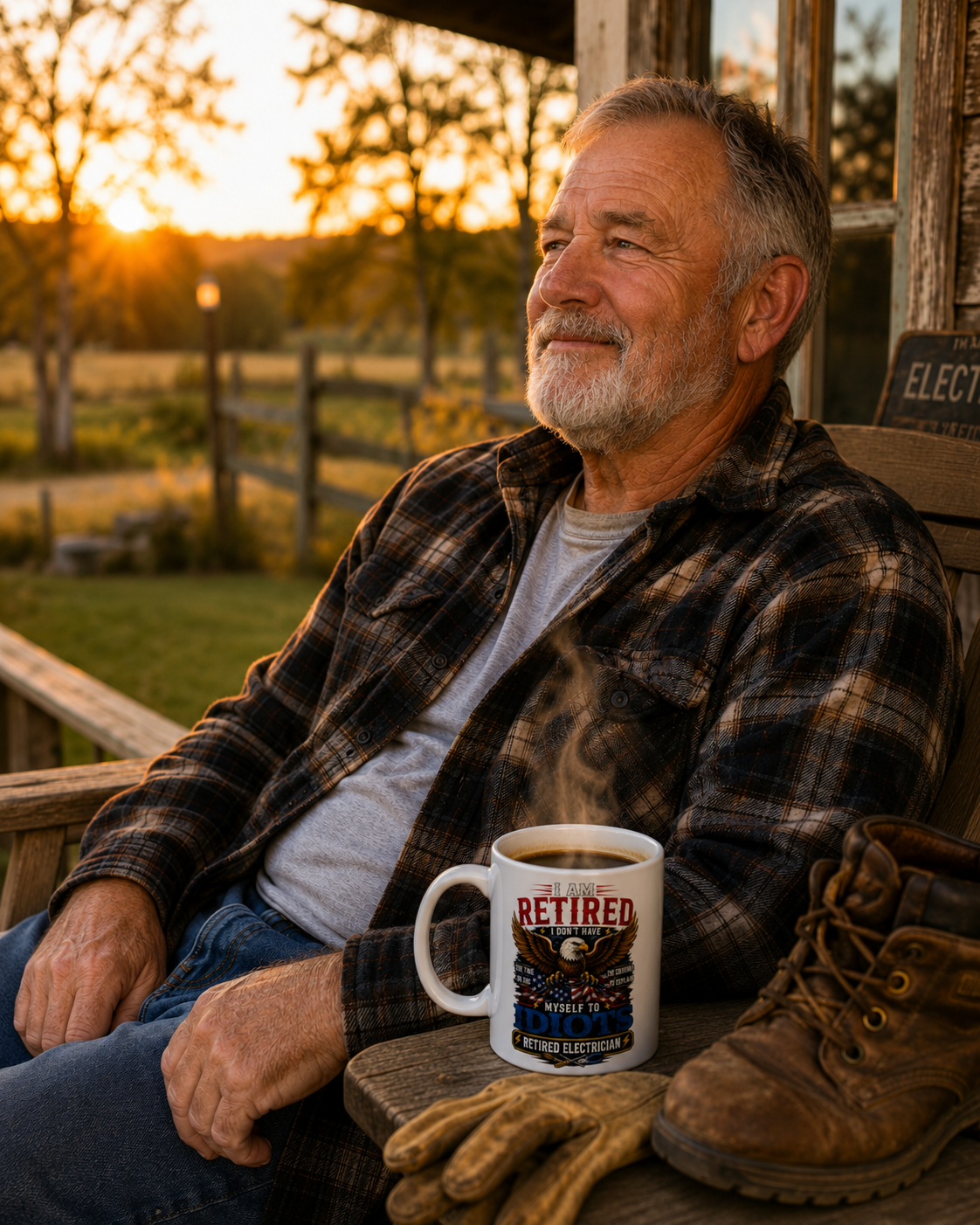 Retired Electrician Coffee Mug, Funny Bald Eagle Retirement Gift