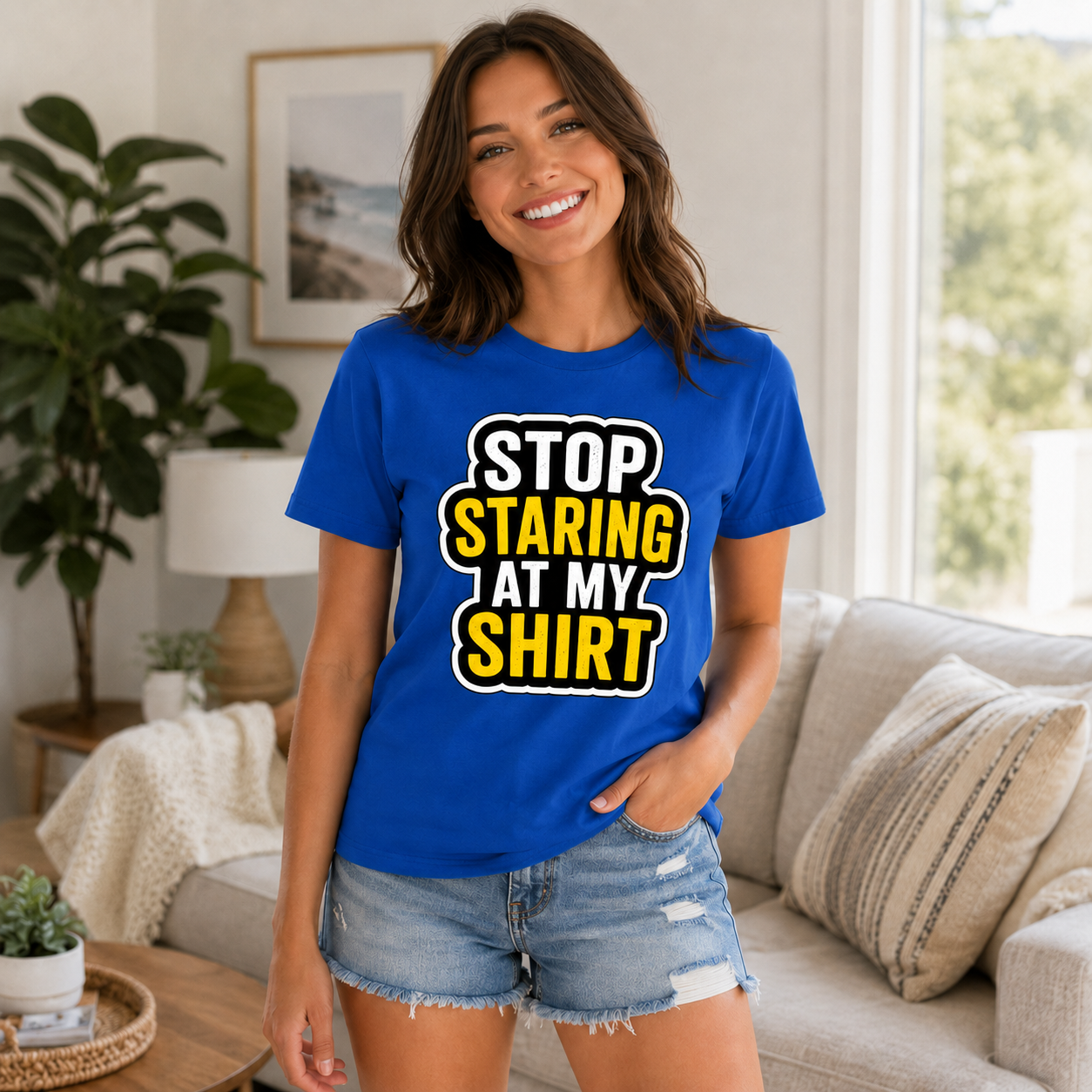 Stop Staring at My Shirt T Shirt | Funny Sarcastic Graphic Tee | Bold Humor Gift for Men Women | Casual Unisex Statement Top | Birthday Gift