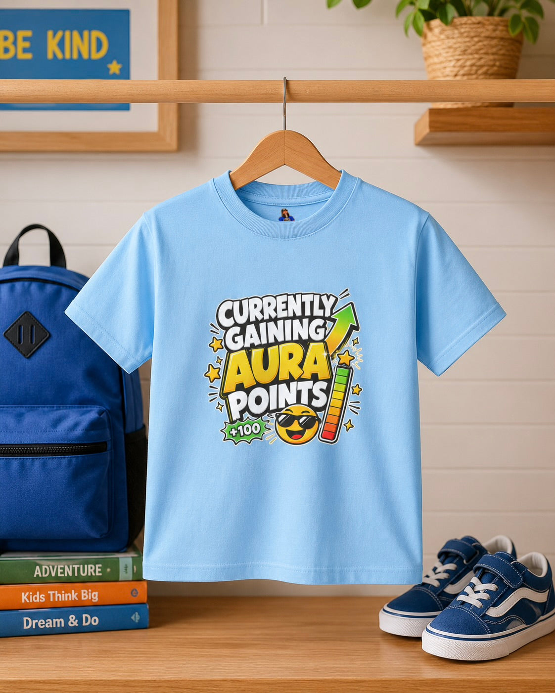 Currently Gaining Aura Points Kids T-Shirt, Funny Gamer Back-to-School Tee