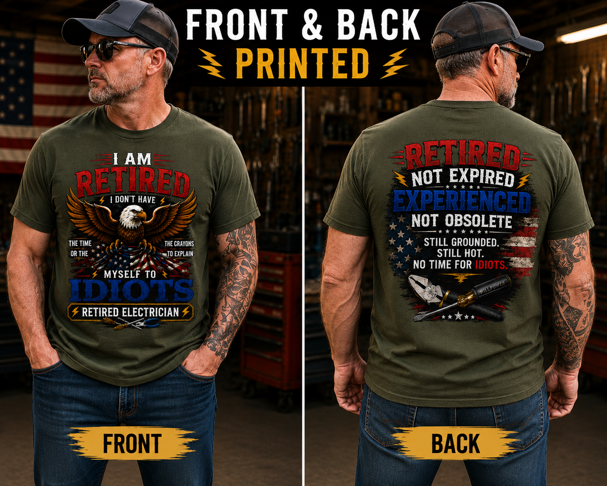 Retired Electrician T-Shirt, Funny Retirement Gift for Dad or Grandpa
