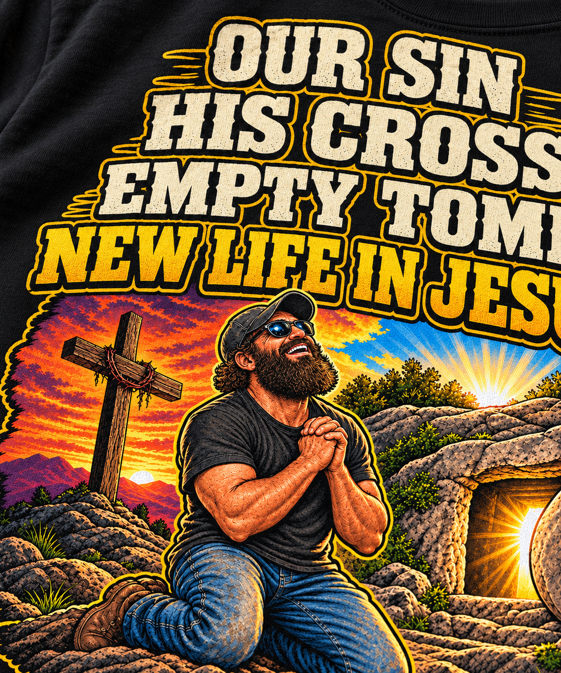 Our Sin His Cross T-Shirt | Empty Tomb Christian Gospel Tee