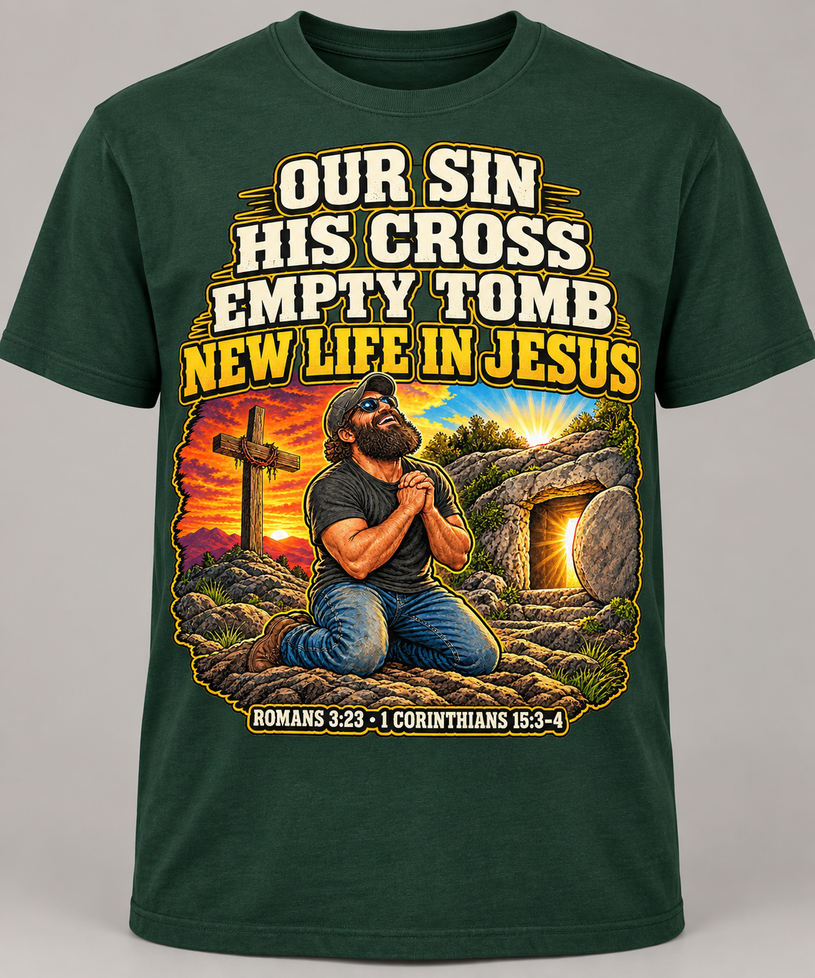 Our Sin His Cross T-Shirt | Empty Tomb Christian Gospel Tee