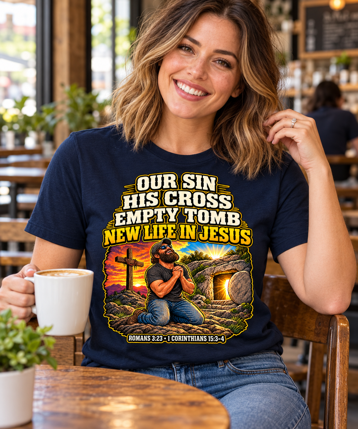 Our Sin His Cross T-Shirt | Empty Tomb Christian Gospel Tee
