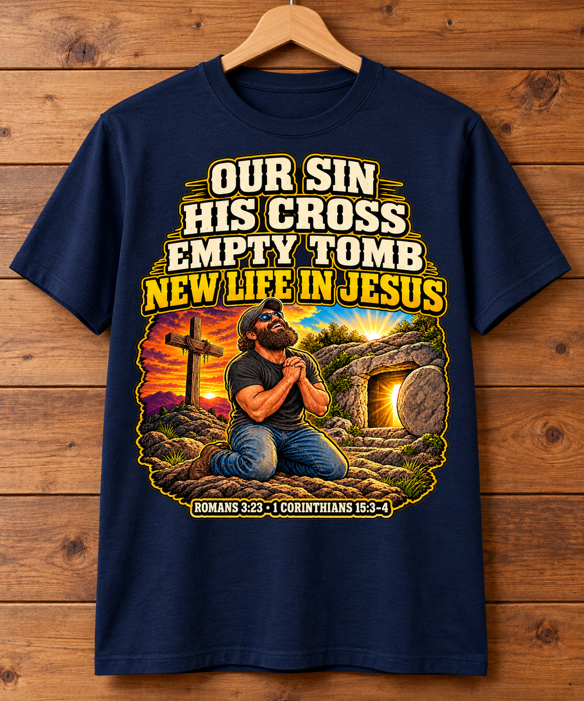 Our Sin His Cross T-Shirt | Empty Tomb Christian Gospel Tee