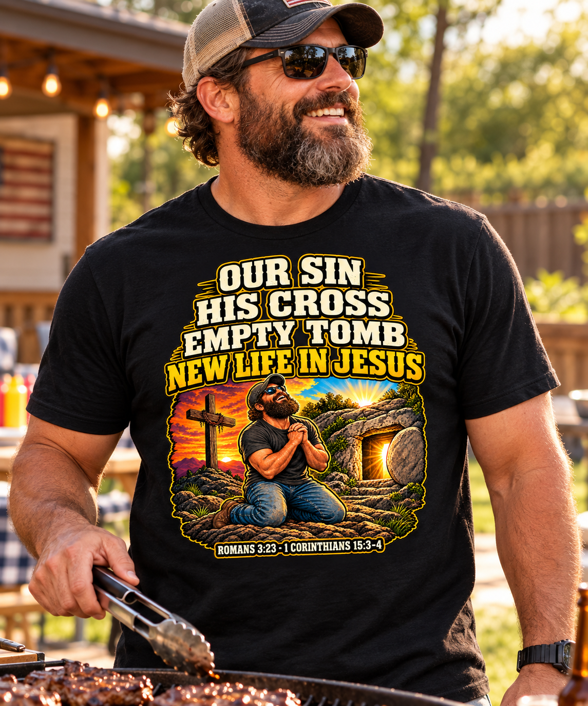 Our Sin His Cross T-Shirt | Empty Tomb Christian Gospel Tee