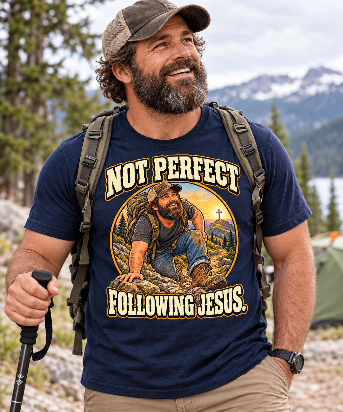 Not Perfect Following Jesus T-Shirt | Christian Hiking Faith Tee