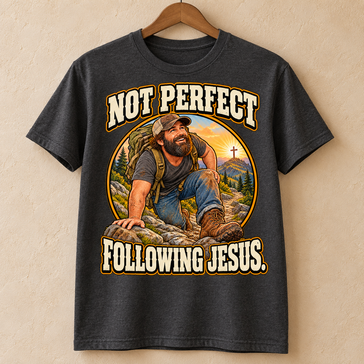 Not Perfect Following Jesus T-Shirt | Christian Hiking Faith Tee