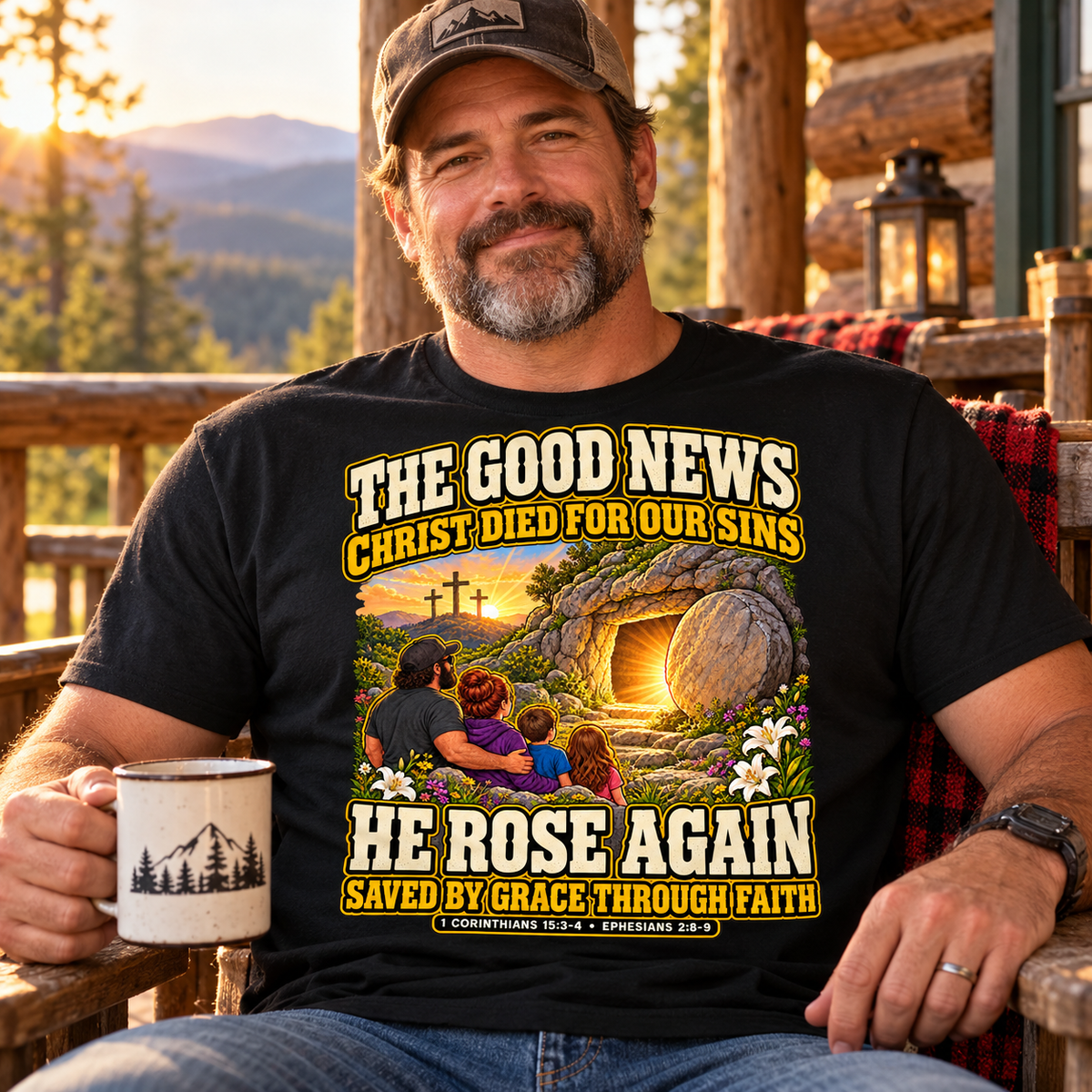 Gospel Message T-Shirt | Empty Tomb & Saved by Grace Christian Tee