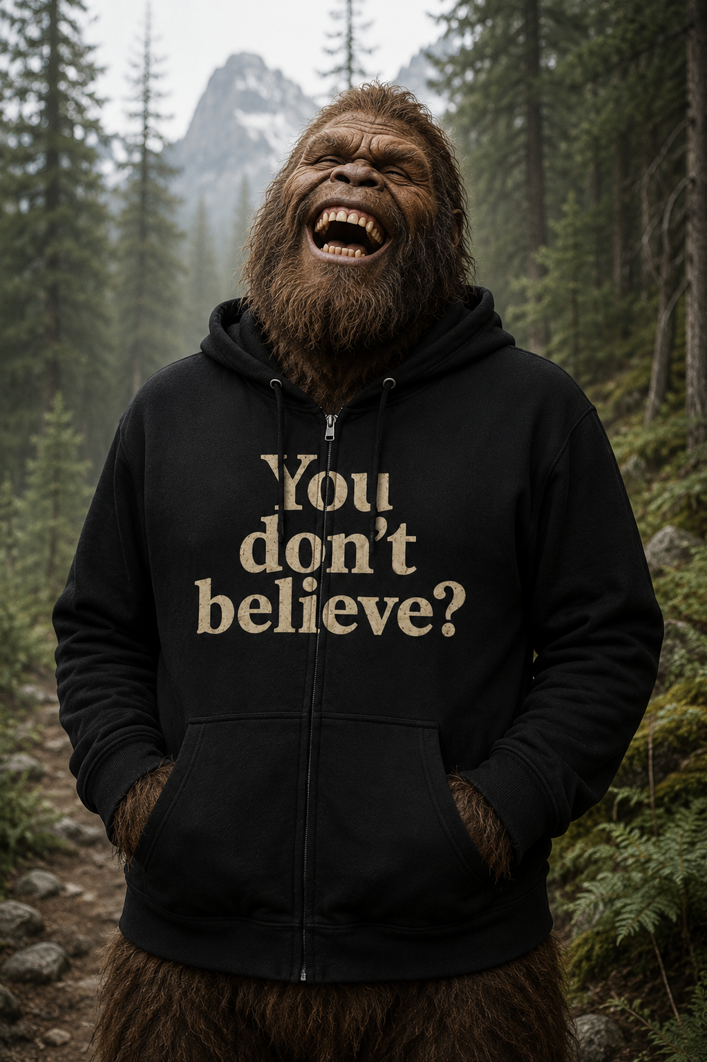 You don't believe? Zip Hoodie | Bigfoot Sasquatch vintage forest graphic
