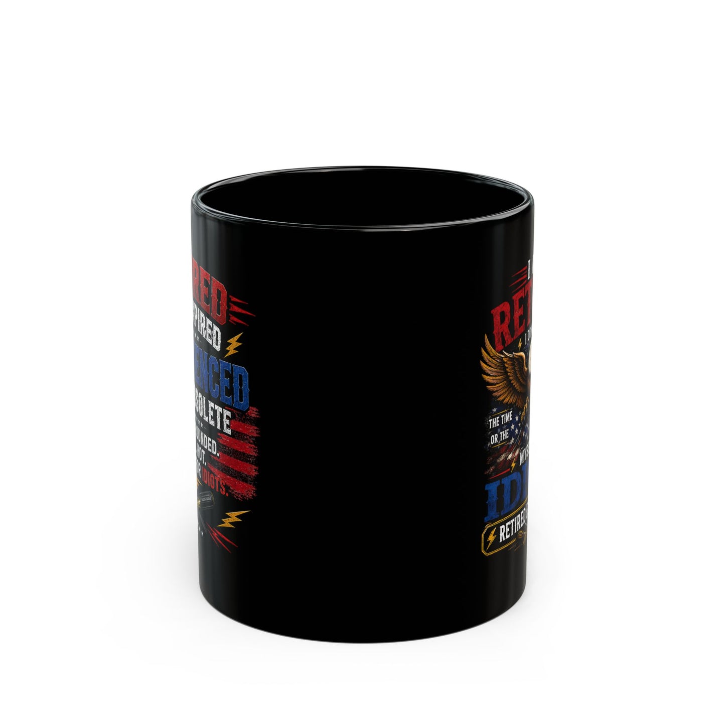 Retired Electrician Mug, Patriotic Eagle and American Flag Coffee Cup